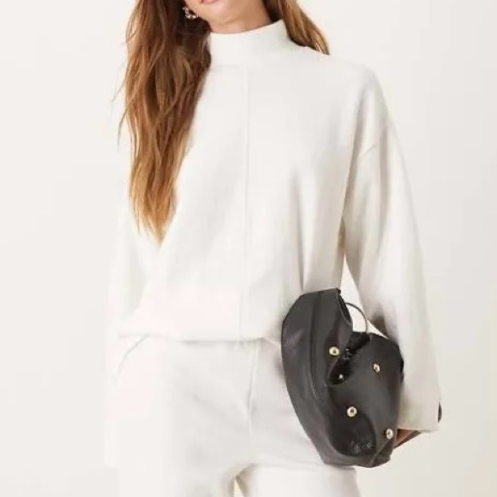 Asos Design Women’s Ivory High Neck Wide Sleeve Oversized Sweater Size S